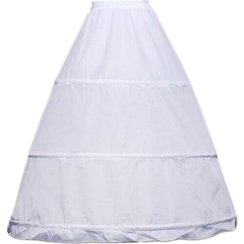 Women 3 Hoops A-Line Petticoat Adjustable Drawstring Waist Wedding Bridal Dress Crinoline Single Layer Ball Gown Underskirt AXYD