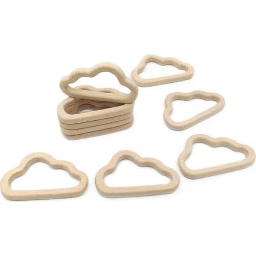 1PC Baby Teether Animal Wood Rings Unicorn Clouds Shape Food Grade Wooden Teether Nursing Pendant Teething Toys
