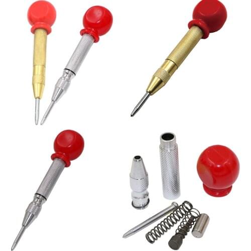 1Pc Red Handle 5.12" Automatic Center Pin Punch Spring Loaded Marking Starting Holes Tool For Metal Drilling 2 Colors