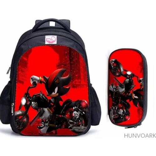 16 inch SONIC RACING Children Backpack Lovely Schoolbag Boys and Girls Orthopedic Backpack Sets Pencil Bag