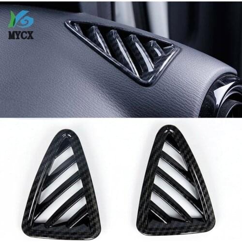 2PCS For Mazda CX-3 CX3 2018 2019 Chrome accessories Air Conditioner Vent Outlet Panel Trim Cover Interior Parts Carbon fiber