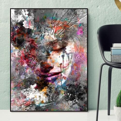Abstract Girl Wall Paintings Print On Canvas Wall Art Prints Graffiti Art Prints Modern Pop Art Wall Pictures For Living Room