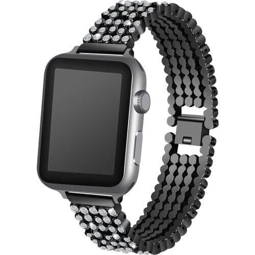 Shiny Rhinestone Diamonds Watch Strap For Apple Watch Luxury Stainless Steel Watch Band 38 40 42 44 MM for Women