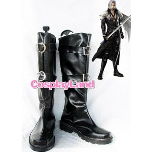 Final Fantasy VII Sephiroth Black Cosplay Boots Shoes Game Party Cosplay Boots Custom Made for Adult Men Shoes