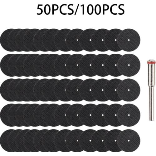 50pcs/100PCS Abrasive Cutting Discs With 1pc Mandrel Cut Off Wheels Circular Saw Blade For Dremel Rotary Metal Sanding Wheel
