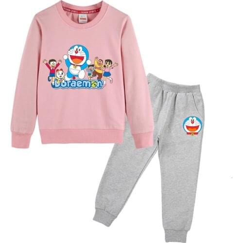 Doraemon Kids Hoodies Sets For Boys Toddler Baby Clothing School Outfit Cartoons Children Girl Sport Tracksuits Birthday