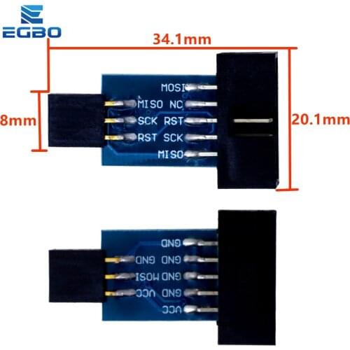EGBO 1pcs 10 Pin to 6 Pin Adapter Board for AVRISP MKII USBASP STK500 High Quality