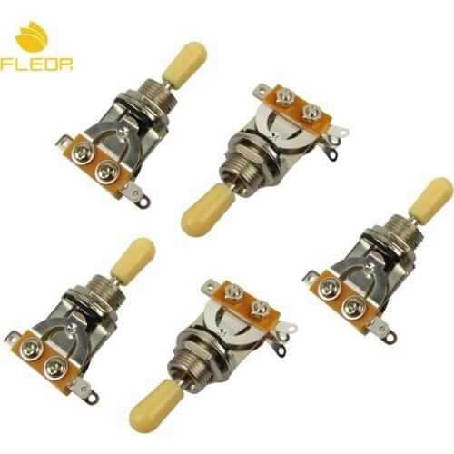 FLEOR 5pcs 3 Way Toggle Switches Electric Guitar Pickup Selector Switch with Yellow Tip for LP Guitar