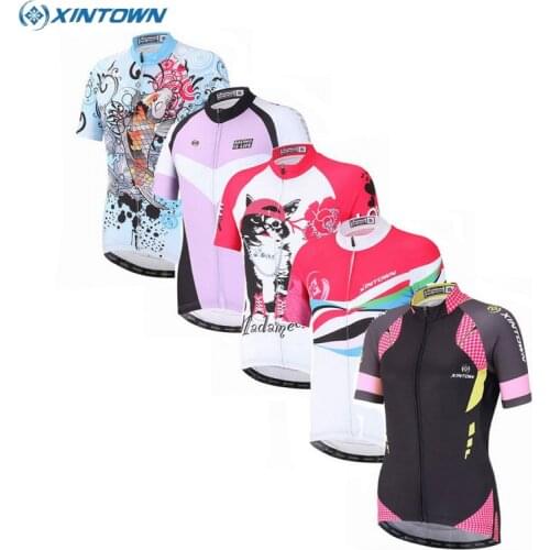 XINTOWN Team Ropa Ciclismo Womens Cycling Jersey Bike Short Sleeve Shirt Clothing Bicycle Sportswear Tops Size S-4XL