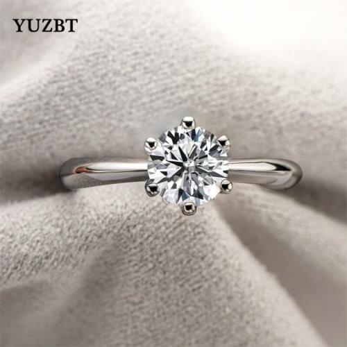 Women 925 Silver Round Brilliant Cut Diamond Test Past 1-3 Carat D Color Moissanite Ring Real Platinum Plated Gemstone Rings