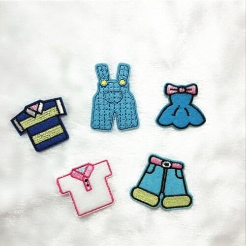 1PCS Cartoon Clothing Series Rompers shorts skirt shirt T-shirt Embroidery Patches wholesale Backpack Iron on Clothes Appliques
