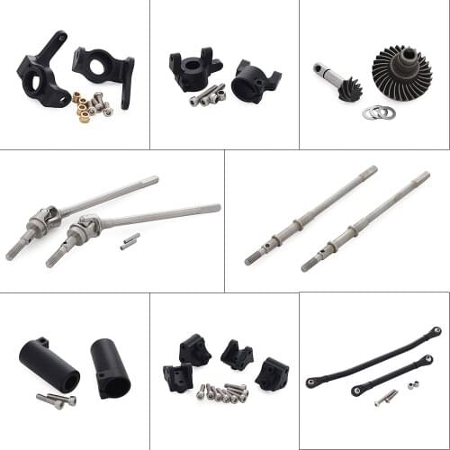 AR44 Axle Upgrade Parts Bevel Gear Set Universal Shaft Steering Knuckles Servo Link for 1/10 RC Crawler Car Axial SCX10 II 90046