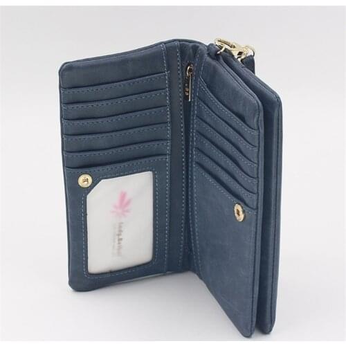 Women Wallets Dull Polish Leather Wallet Double Zipper Day Clutch Purse Wristlet Female Purse Zipper Brand Wallet For Women