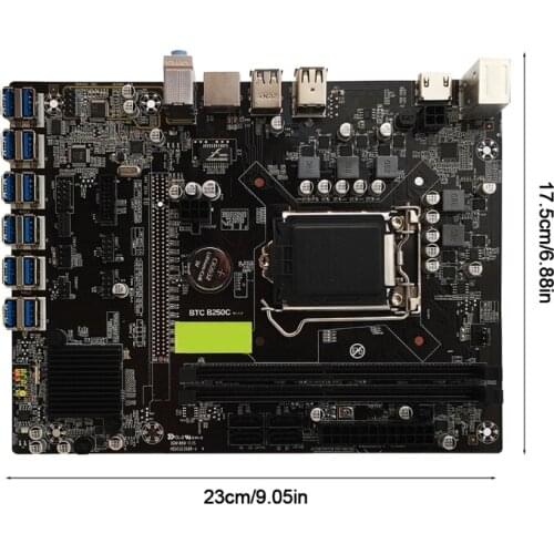 B250C BTC Mining Machine Motherboard 12 USB 3.0 to PCI-E X1 Graphics Card Support LGA 1151 DDR4 SATA3.0 for Miner