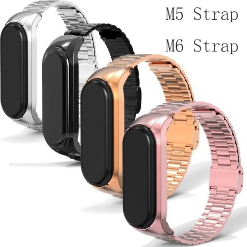 Suitable for Xiaomi 3/4 Metal Band Mi Band 3/4/5/6 metal Strap Stainless Steel Three Bead Strap Bracelet Replace Unisex Strap