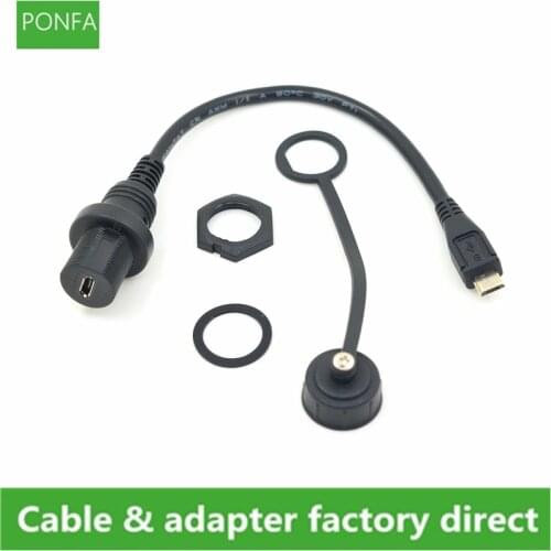 Micro USB 2.0 IP67 Waterproof Cable,Micro-USB 5pin IP 67 Male to Female Panel Mount Water Proof Connector Extension cord 0.3m/1m