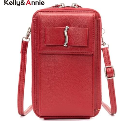 Bowknot Mini Crossbody Phone Bag Pu Leather Female Shoulder Purses For Women Phone Pocket Wallet New Brand Designer Clutch Bags