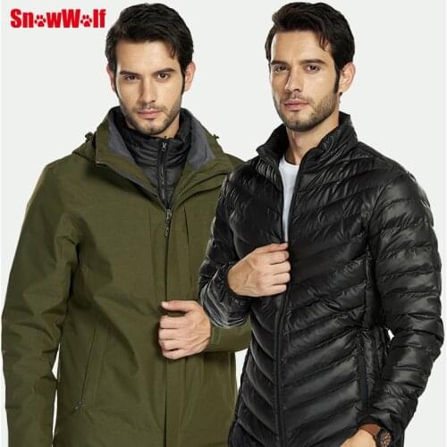 SNOWWOLF Men Winter fishing Clothes Outdoor Waterproof Fishing Windbreaker Jacket Winter thermal Rain Suit heated jacket