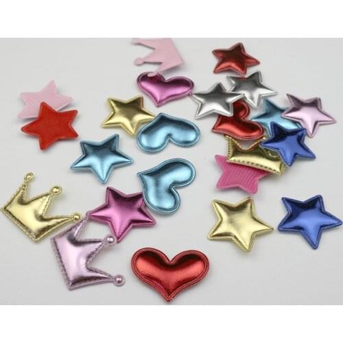 100Pcs Crown/Stars/Heart Shape Padded Patches DIY Craft Supplie Scrapbooking Appliqued Kids Headwear Accessories Decor Sequined
