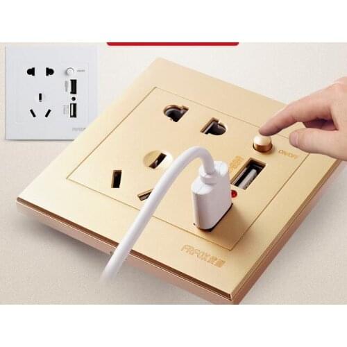 USB Wall Socket AC 110-250V US UK EU AU Wall Socket 2 Port 5.0V USB Outlet Power Charger Dual USB five hole socket with switch