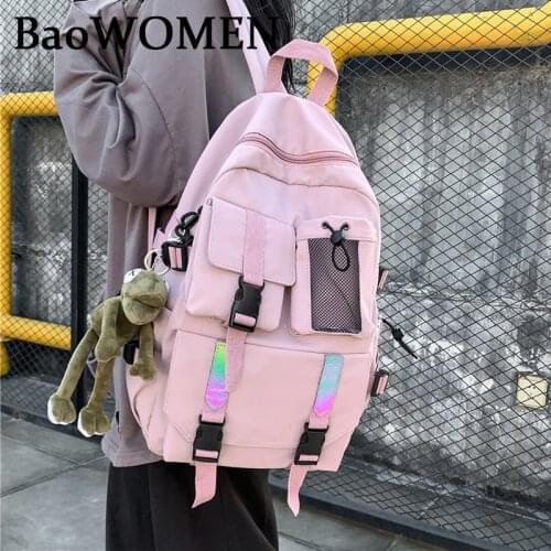 BaoWomen New Fashion Woman Backpack Waterproof Nylon Soft Handle Solid Multi-pocket Travel Zipper School Bags Sac A Dos For Girl