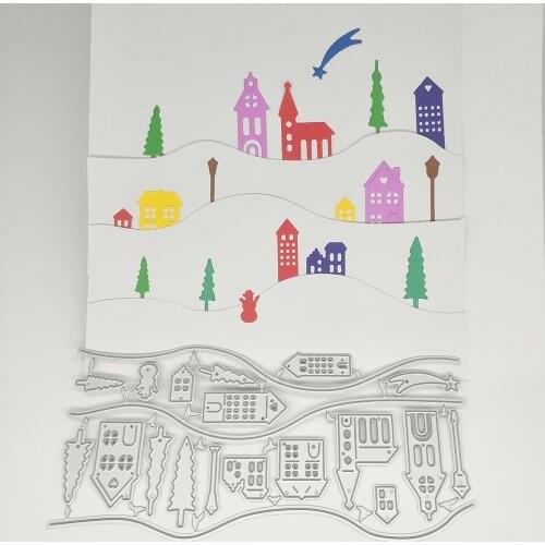 New Christmas Snow Mountain House Metal Cutting Mould Decoration DIY Scrapbook Craft Die-cutting Embossed Paper Card