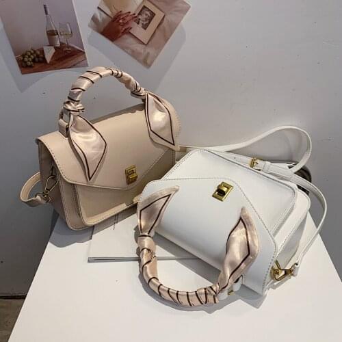 Solid color Square Ribbon Tote Bag 2021 New High-quality PU Leather Womens Designer Handbag Luxury brand Shoulder Messenger Bag