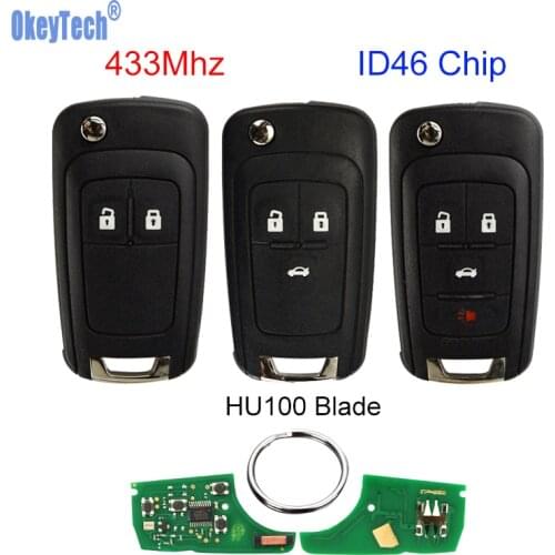 OkeyTech 2/3/4 Buttons 433MHz ID46 Chip Folding Remote Smart Car Key For Chevrolet Aveo Cruze Orlando For Opel VAUXHALL Astra