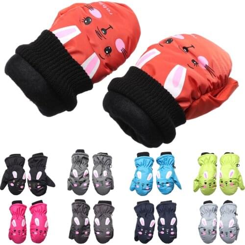 Kids Winter Warm Gloves Windproof For Children Boys Girls Ski Cycling Climbing Outdoor Gloves Waterproof Anti-slip Leather Glove