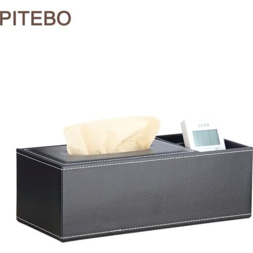 PITEBO High-grade business office multi-function paper towel stationery storage box leather cre