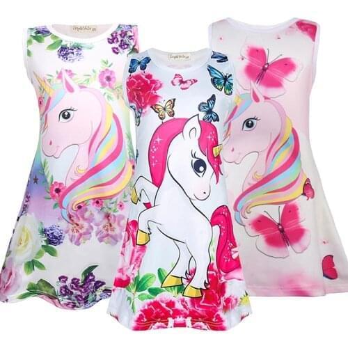 Josaywin Dress for Girls Cartoon Baby Kids Dresses Girls Dress Student Clothing Children Casual Princess Party Unicorn Dress