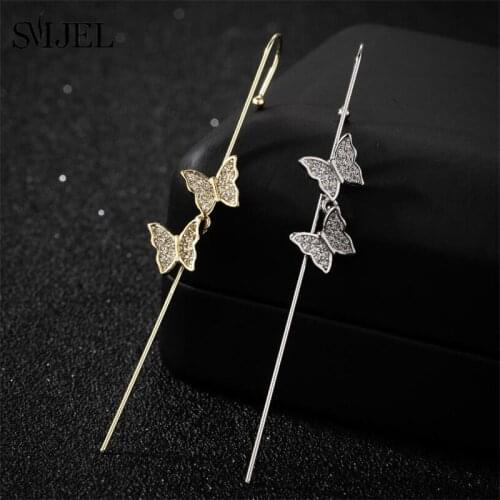 Lovely Crystal Butterfly Earring for Women Animal Ear Wrap Crawler Hook Earrings Crawler Wedding Earings Jewelry Wholesale
