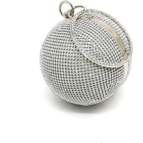Luxury Women Evening Party Bag Bridal Wedding Purses Diamonds Designer Round Ball Bag Messenger Bag Fashion Crystal Shoulder Bag