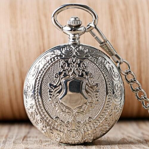 Luxury Silver Shield Hand Winding Mechanical Pocket Watch Skeleton Analog Wind Up Men Women Clock Watches Pendant Chain Gift