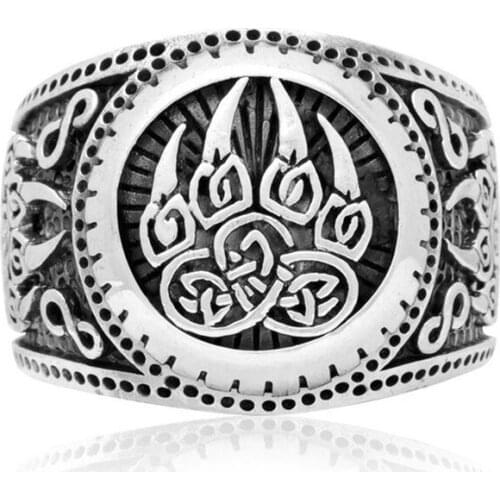 Vikings Norse Amulet Bear Paw Rings for Men Gold Celtic Knot Charms Claws Biker Mens Ring Exaggerated Jewelry Gifts