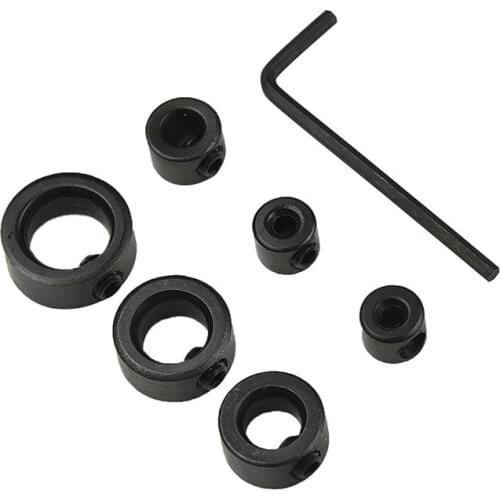 High Carbon Steel Woodworking Drill Bit Tools Depth Stop Collars Ring Positioner Drill Locator + Hex Wrench Tool 7Pcs/Set
