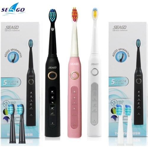 Adults Sonic Electric Toothbrush 2 Mins Smart Timer 40000 Strokes Deep Oral Clean 5 Modes Waterproof USB Rechargeable