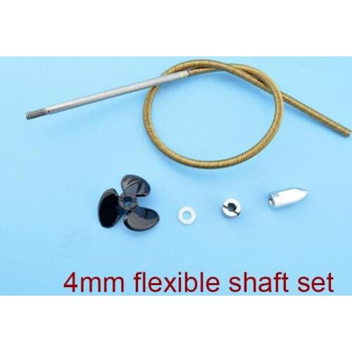 1 Set 4mm Flexible Shaft Kit For RC Electric Boat Model Soft Shaft +Drive Dog+Washer+Propeller+Bullet Nut Set Length 350/400mm