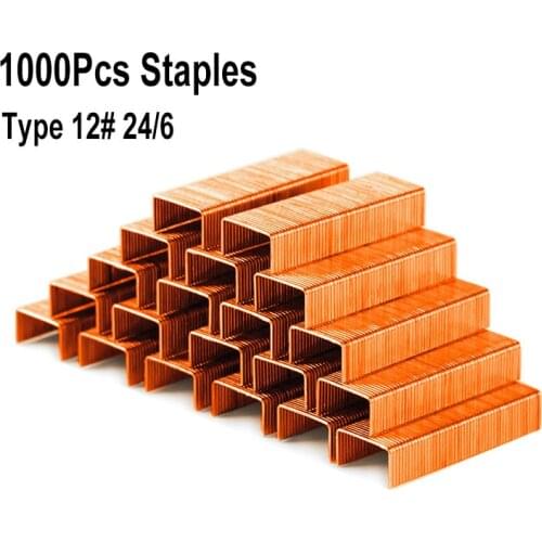 1000Pcs Set Metal 12# 24/6 Staples Rose Gold Color Office Accessories School Stationery Paper File Document Binding Supplies