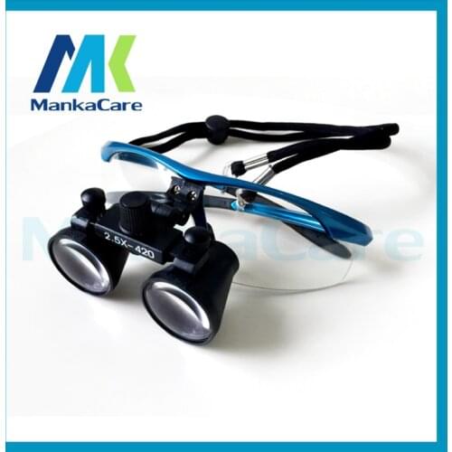 2.5X time Dental Surgical Binocular Loupes Magnifier Glasses 100% original surgical optical glass Blue color Free Shipping