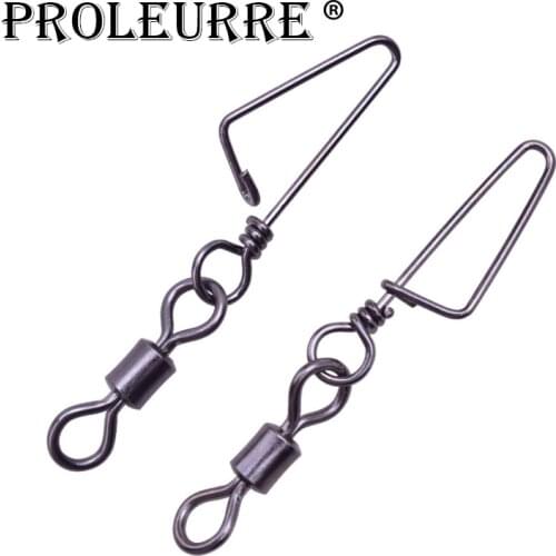 20Pcs/lot Stainless Steel Swivels Fishing Enhanced Interlock Rolling Swivel With Hooked Snap Fish Hook Connector Accessories