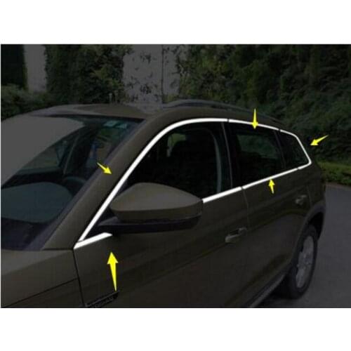 2017 2018 2019 For Skoda Kodiaq car stick stainless steel glass window garnish pillar middle column strip trim moulding hoods