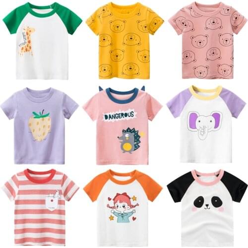 2020 summer girls cartoon cotton T-shirt children girls Short Sleeve White T-Shirt Baby Children cotton top suitable for girls 3