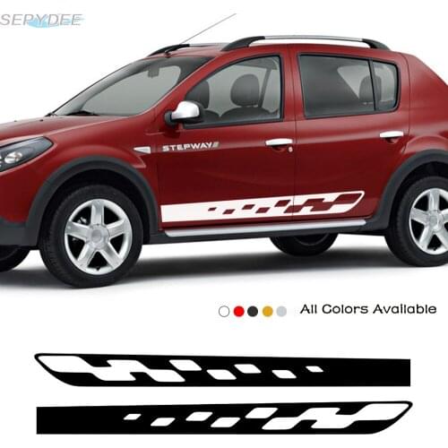 2Pcs Car Door Side Stripes Skirt Sticker Racing Sport Body Vinyl Decal For Renault Dacia Sandero 2 Stepway RS Car Accessories