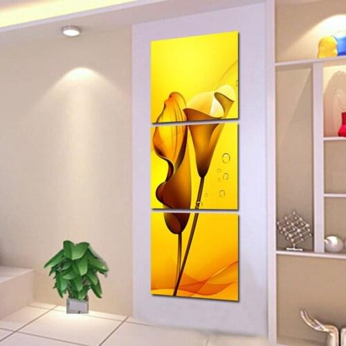 3 Piece Canvas Wall Art Modern Yellow flowers Canvas Paintings Dinning Room Decorative Pictures HD Prints With Framed F-281