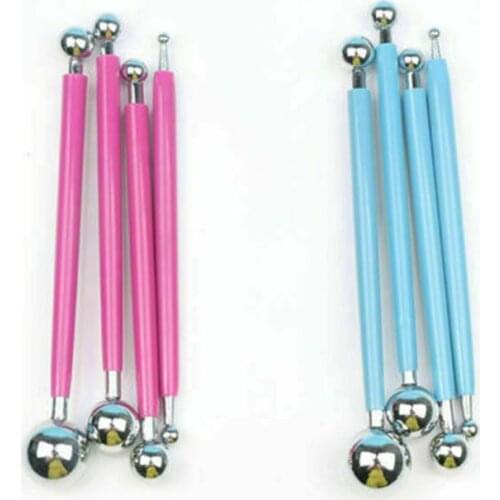 4 Pcs Fondant Cake Flower Metal Ball Decor Sugar Modelling craft Tools Set Sculpting Tools For Pottery Sculpture Decorating