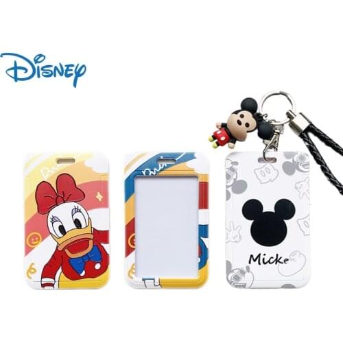 Disney Cartoon Mickey mouse Student Campus Card Keychain Lanyard ID Card Meal Card Hanging Neck bag Card Holder Kids Gifts