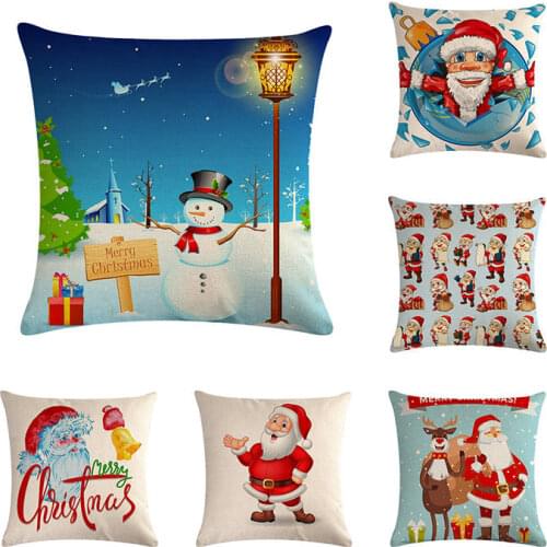 Christmas Snowman Elk Cushion Cover Santa Claus Pattern Square Pillow Case Sofa Home Decorative Pillow Christmas H737