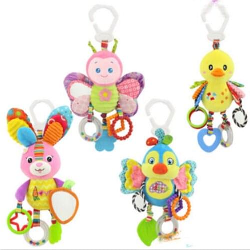 Baby Animal Rattles Toy Kids Soft Animal Plush Toy Teether With Sounds Infant Stroller/Bed/Crib Hanging Toys B0921
