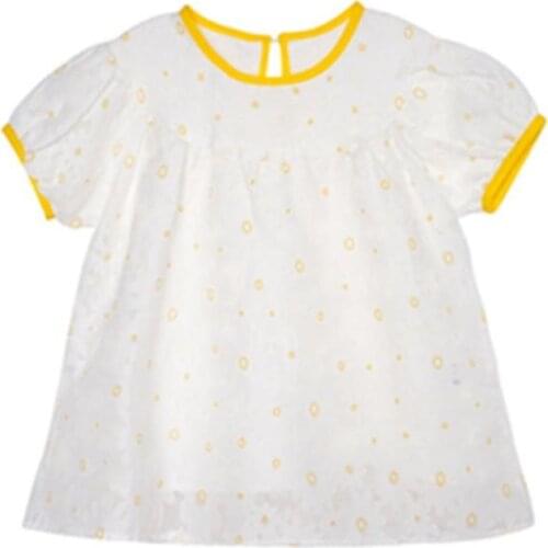 DFXD 2-7T Summer Girls Dress Korean Style White Floral Short Sleeve Party Dress Kids Costume Baby Girl A-line Princess Dress